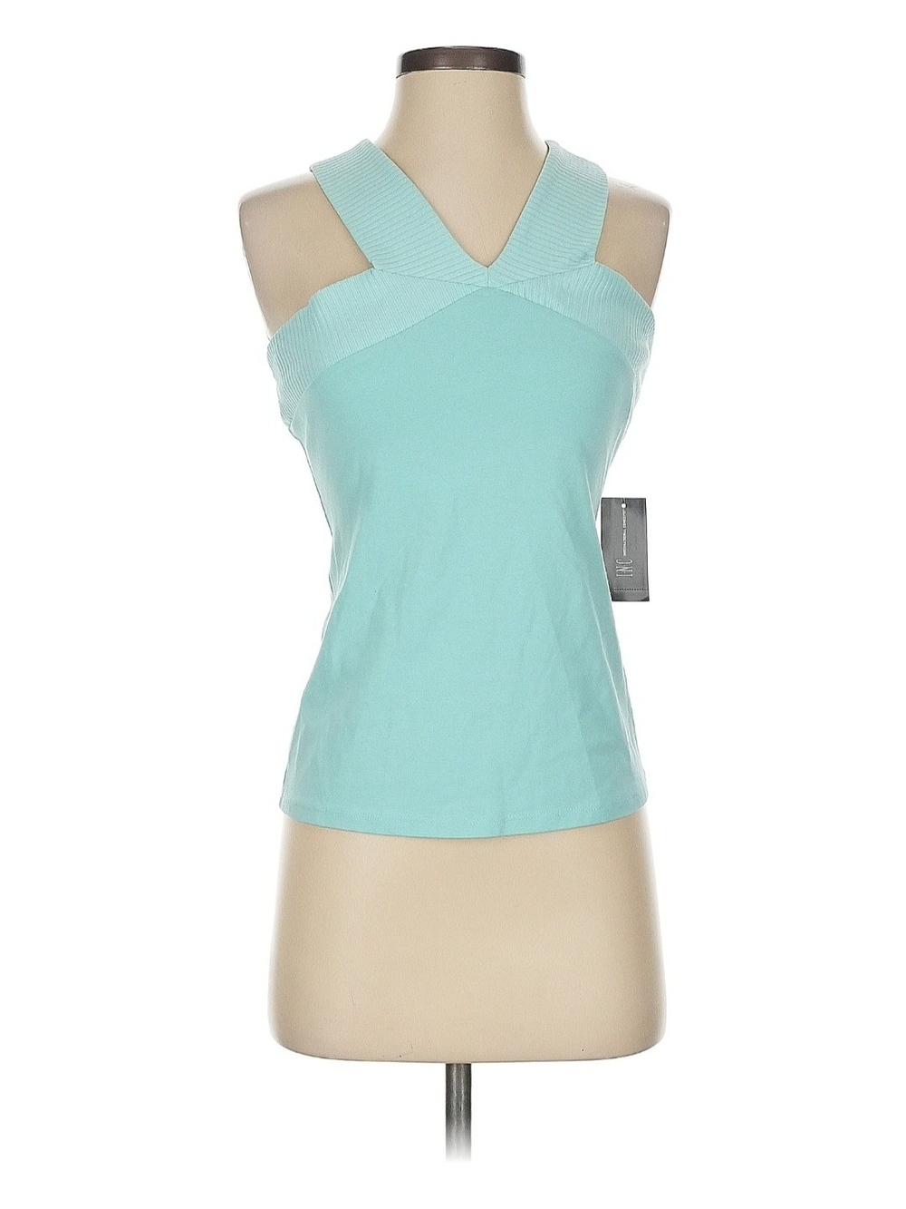 INC International Concepts Mint Cross-Back Ribbed Strap Tank